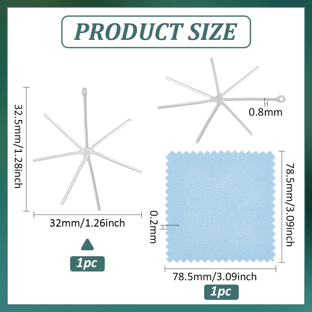 BENECREAT Sterling Silver Claw Setting Pendant Blank, 6 Prongs Gemstone Setting for Handmade Necklace Jewelry - Image 2