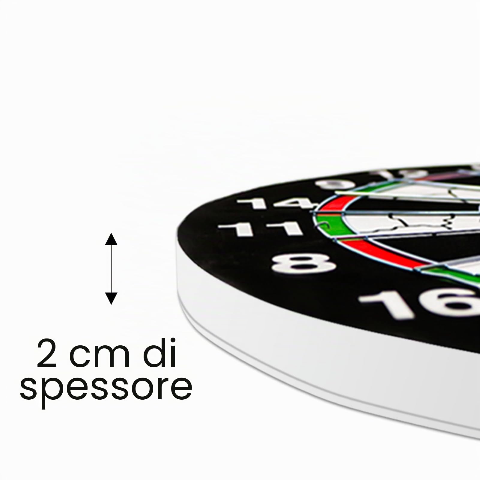 Bersaglio per freccette da 43 cm, doppio lato, spessore 2 cm, set da 9 freccette