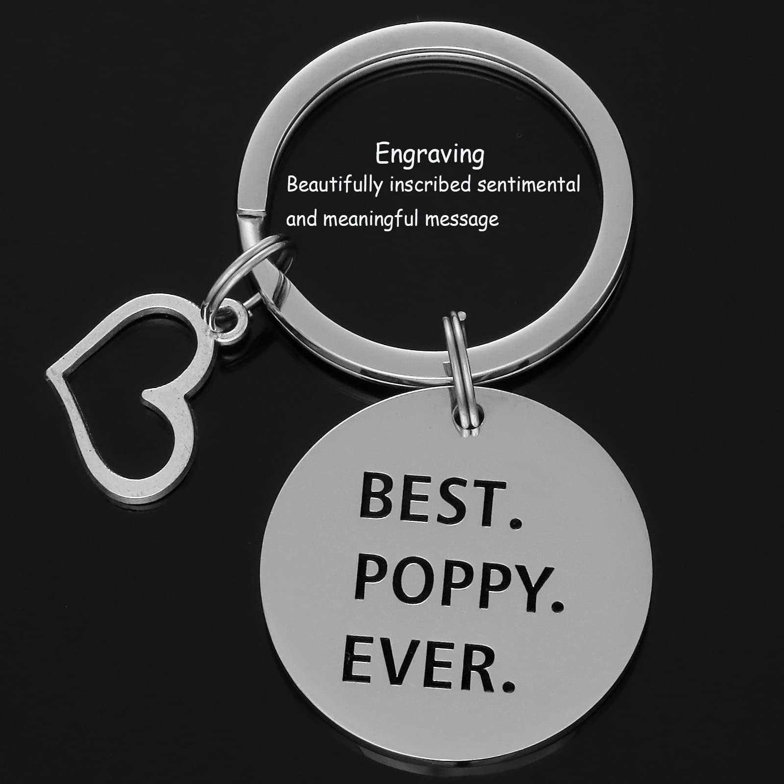 HUTIMY Poppy Gifts Keychain for Men - Poppy Charm Merch - Worlds Best Pappy Stuff Present