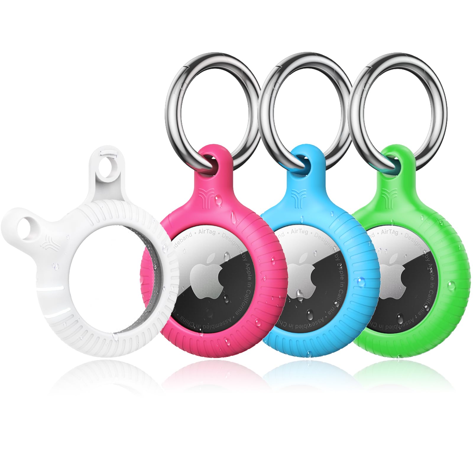 YOSH for Airtag Holder, Airtag Keyring [Twist Lock Design], Integrated Full Cover Anti-Scratch TPU Case 4 Packs, 30mm Metal Spring Keychain for Apple Air Tags 2021, Black & Dark Blue — view 15