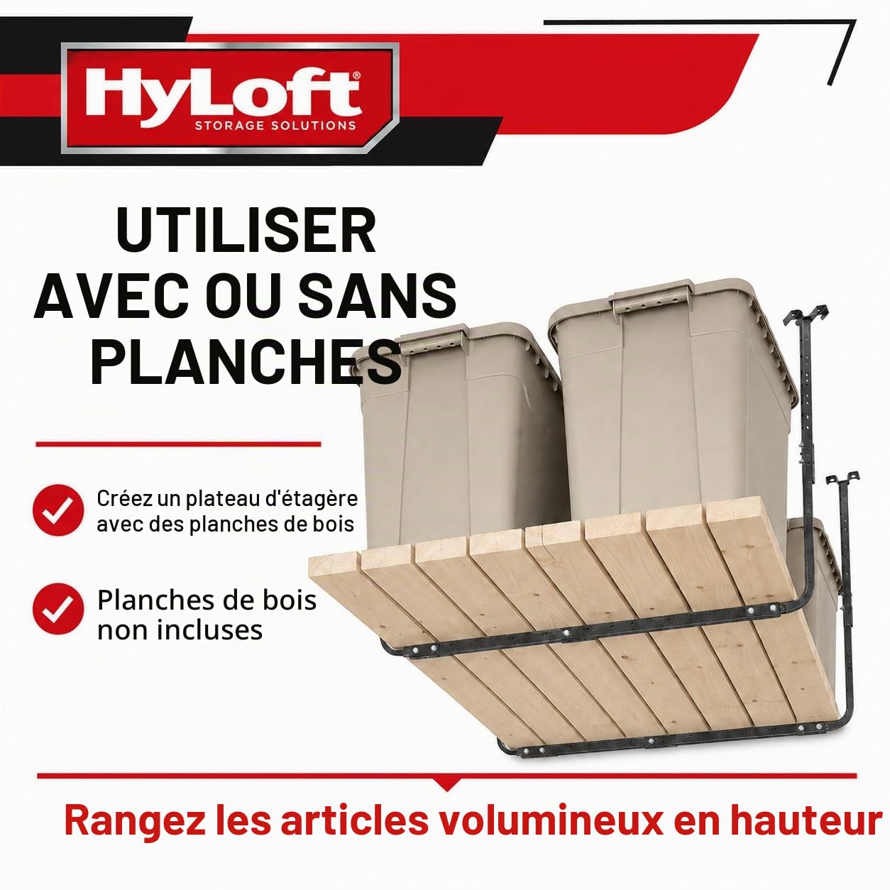 HyLoft 80844-10 34 in. x 26 in. Adjustable Garage Ceiling Mount Storage Rack Kit - Hammertone