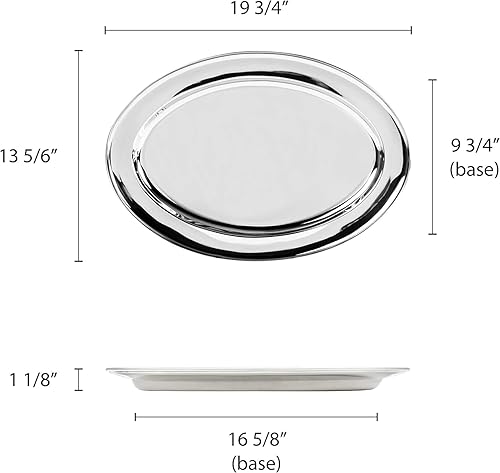 Miniatura 13 de Juego de 2 platos ovalados de acero inoxidable de 18 pulgadas, para aperitivos, aperitivos, frutas, tazas, pasteles, bandeja para servir platos