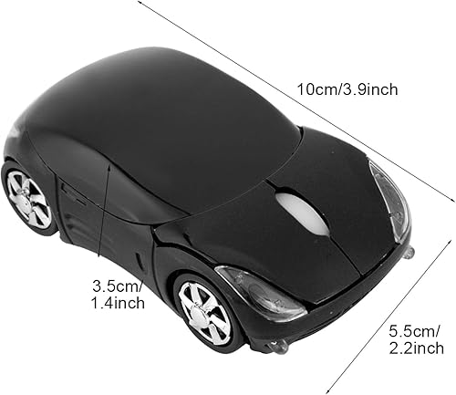 Miniatura 8 de ASHATA Ratón inalámbrico, ratón deportivo de 2.4 G, con forma de coche, ratón óptico Bluetooth con receptor USB, lindo ratón portátil de 1600 DPI