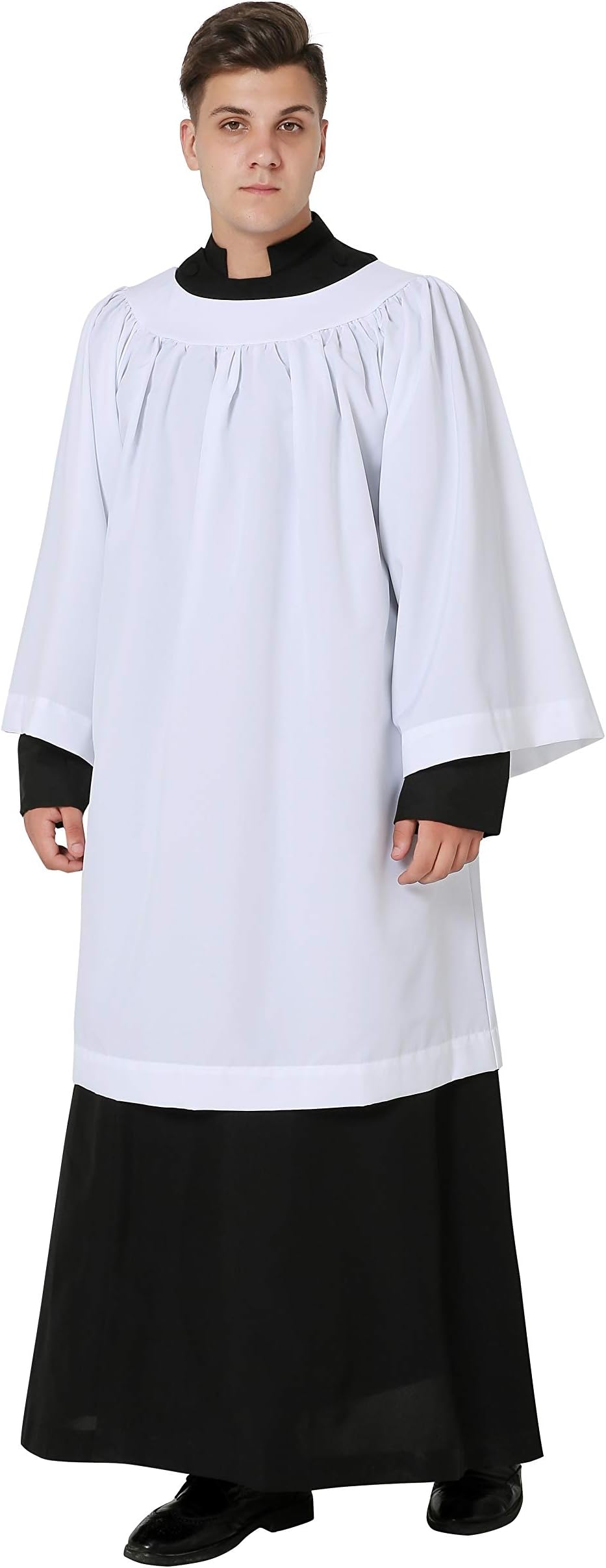 White Round Neck Surplice for Clergy Priest Plain Church Surplice