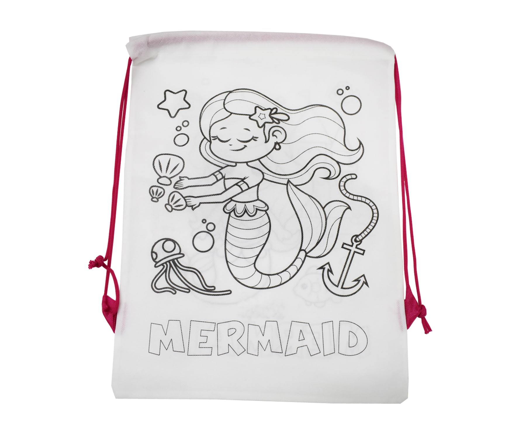 Asera DIY Colouring Bags Birthday Return Gifts Haversack Bags Dori Bags Goody Bags | Set of 12 | Size: 14 x 11 inches | for Kids (Mermaid) 2