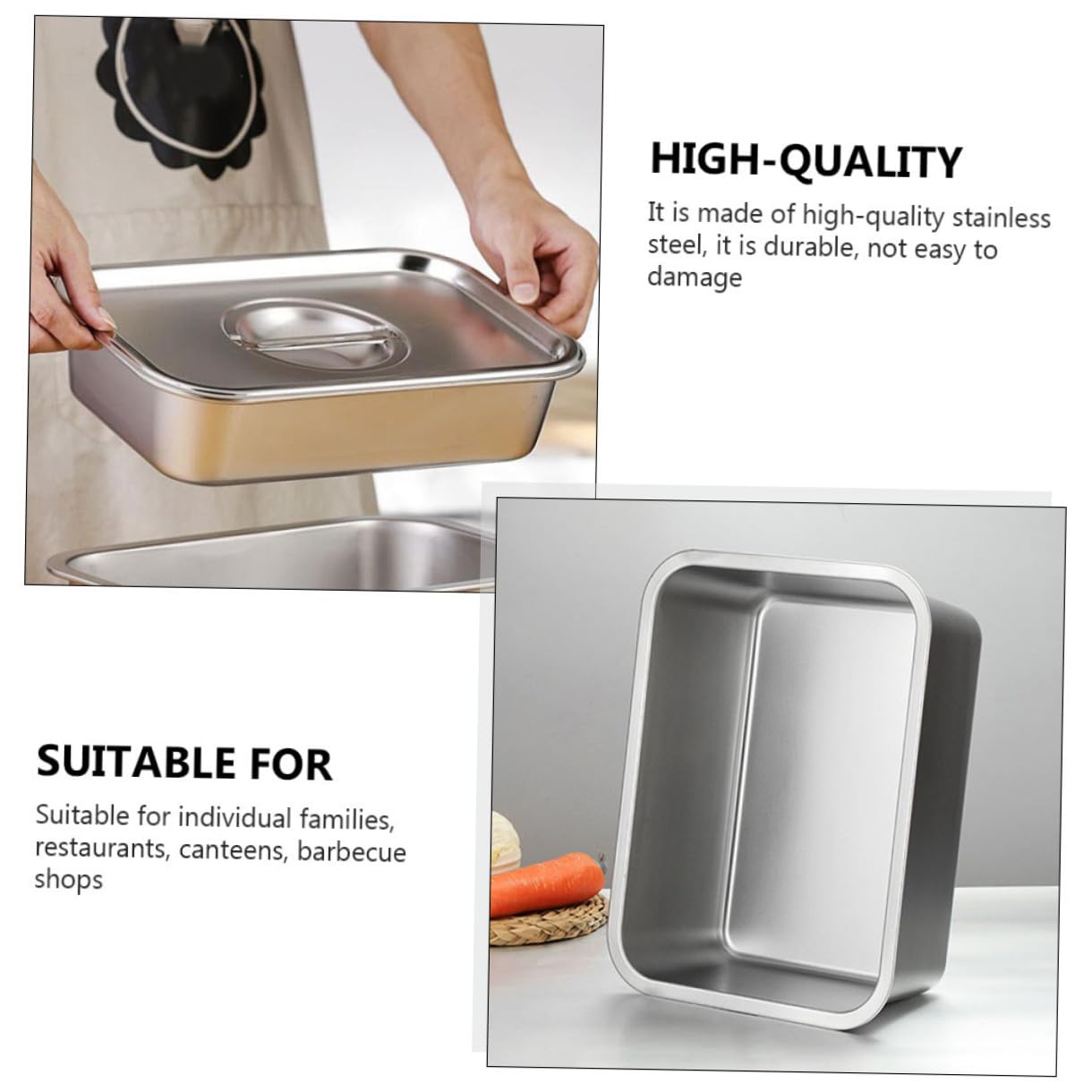 DOITOOL Edelstahlplatte Runde Servierplatte für Grill und Kantine