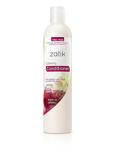 Miniatura 1 de Zatik Naturals - Acondicionador calmante con jazmín y cereza silvestre para la caspa - Vegano biodegradable, pH equilibrado, libre de EDTA, PEG,
