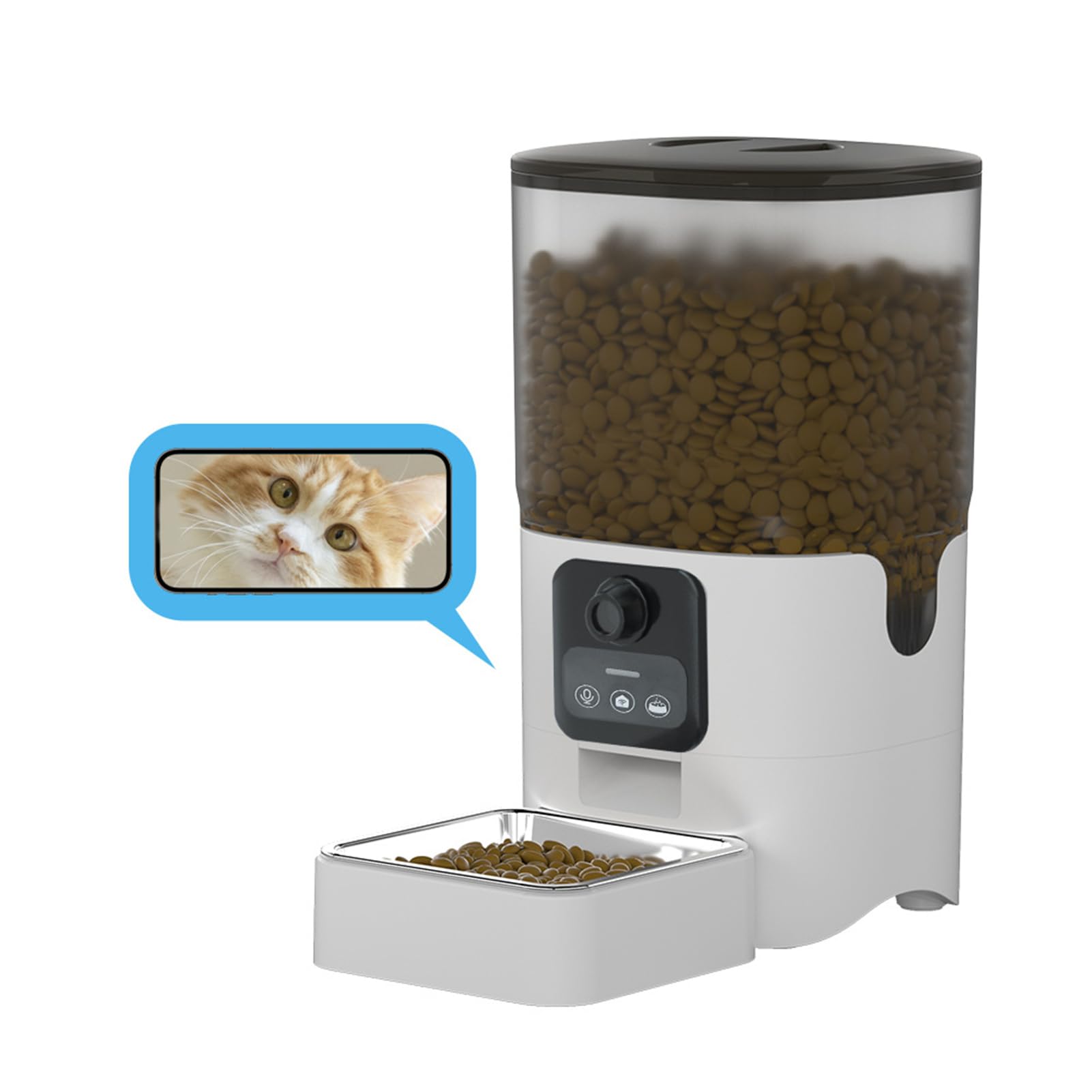 Alimentatore Automatico [Segnaposto] Alimentatore e Distributore di Cibo con Fotocamera 1080P Audio WiFi da 6 Litri Visione Notturna Bidirezionale con APP per Cani e Gatti (Video)