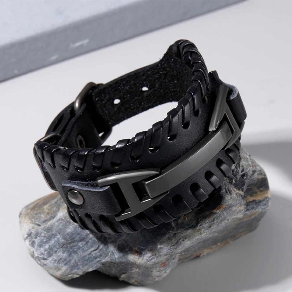 GORGECRAFT Bracelet Manchette Tressé En Cuir Synthétique Style