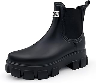 Unisex Ankle Chelsea Rain Platform Rubber Waterproof Boots 917