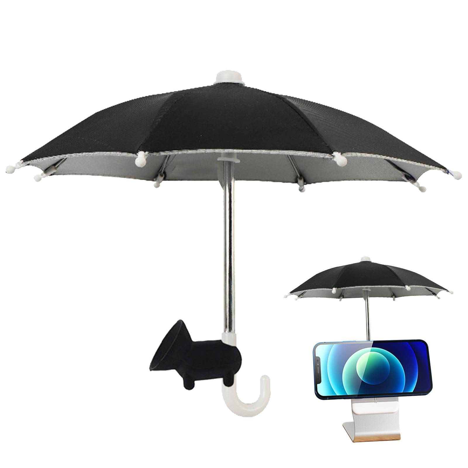 Shuangliao Black Cell Phone Umbrella | Phone Umbrella For Sun | Universals Adjustable Sun Shade Cover | Phone Shade Umbrella With Suction Cup | Mobile Phone Holder With Sun Shade