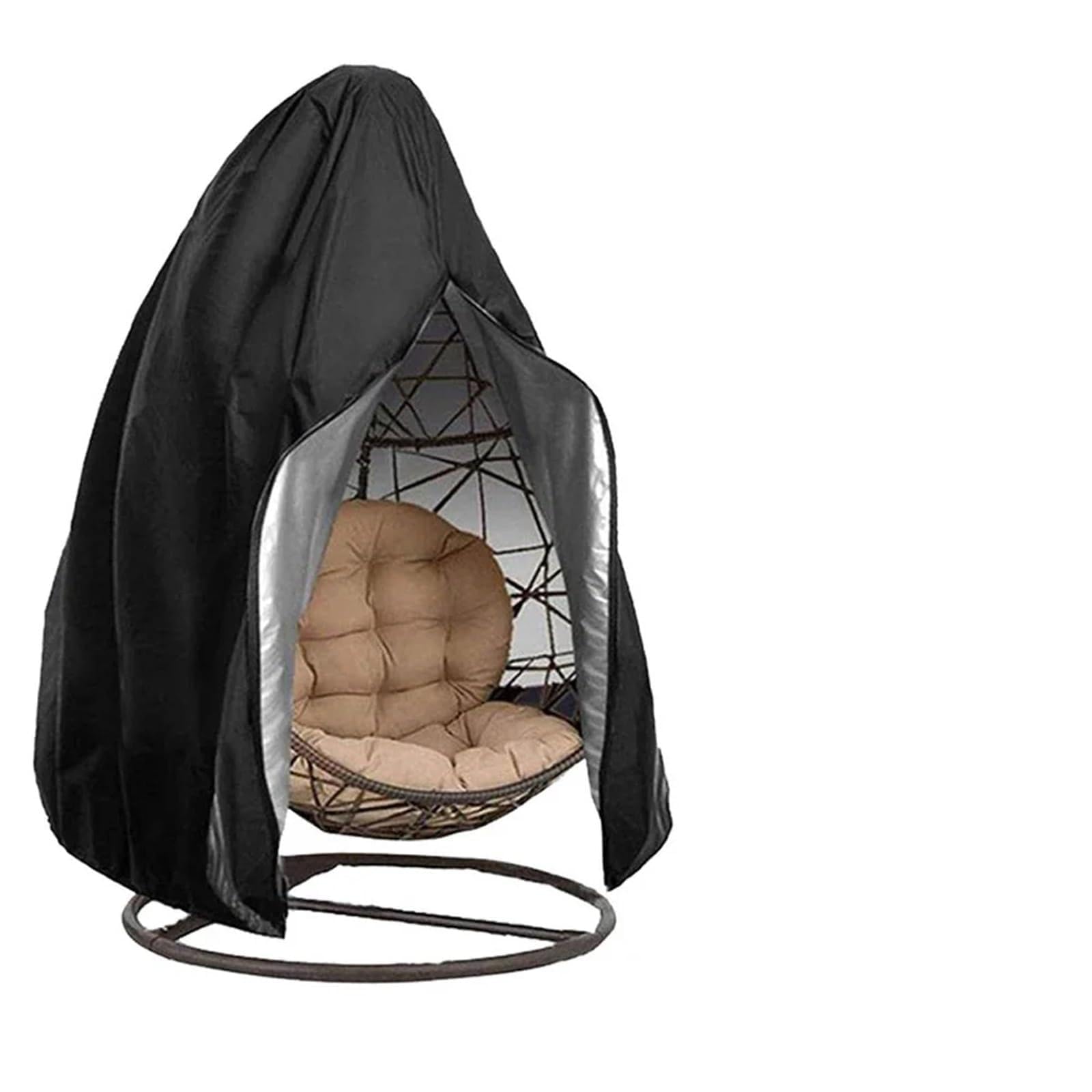 Black Patio Chair Cover Waterproof Egg Swing Protector with Zipper