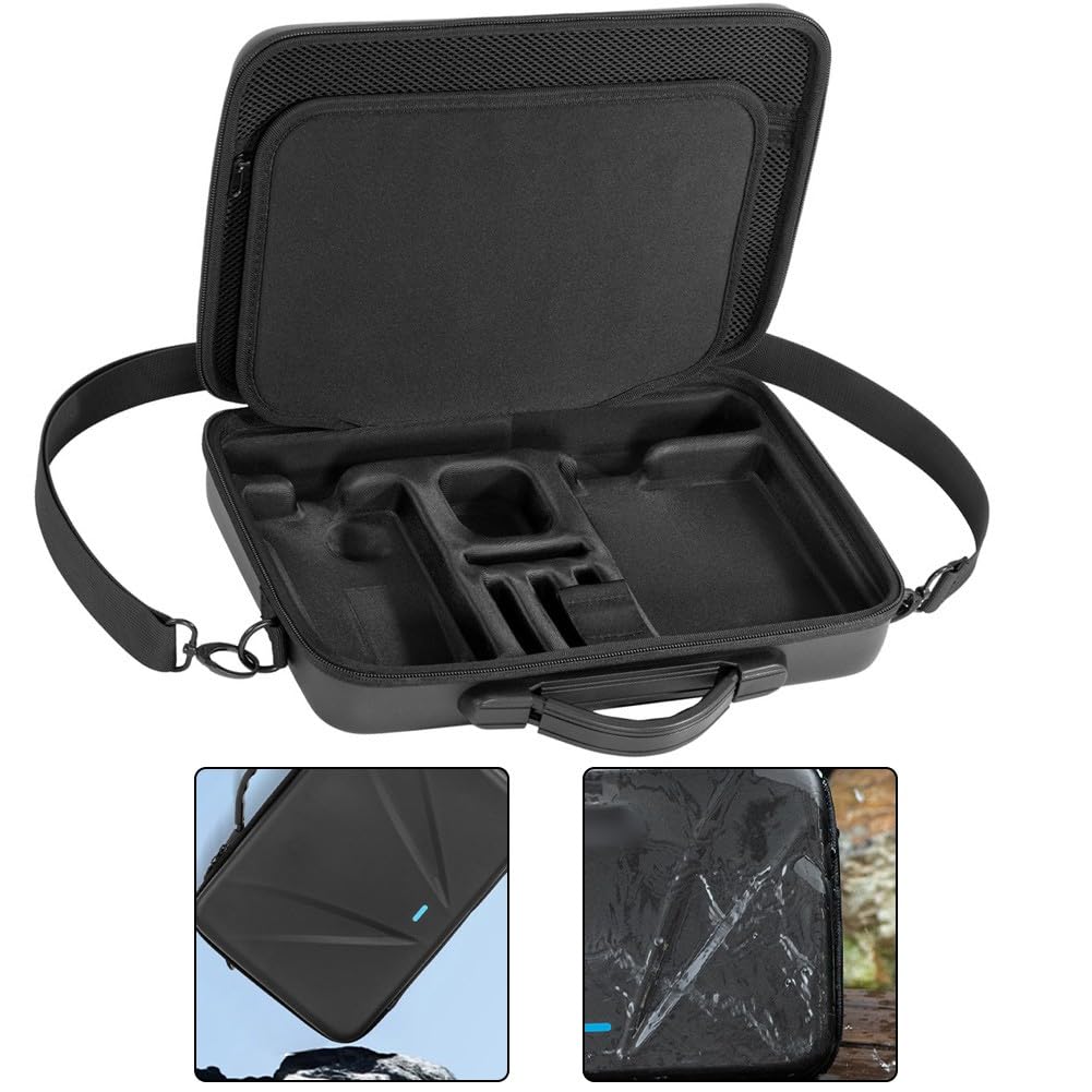 Tragetasche für Insta360 X5, harte PU-Reisetasche mit Schaumstoffeinlage für Kamera, Zubehör & 114 cm faltbares Selfie-Stativ, schützende Aufbewahrungsbox, Schwarz