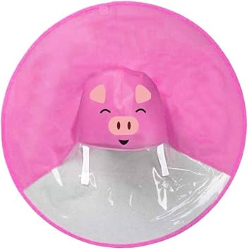 Amazon Co Jp Sttech1 かわいい動物のポンチョ クリエイティブ ハンズフリー Ufo デザインギフト 面白いレインキャップ 傘 子供 大人 折りたたみレインコート 釣り レインコート マントハット ピンクの豚 M 服 ファッション小物