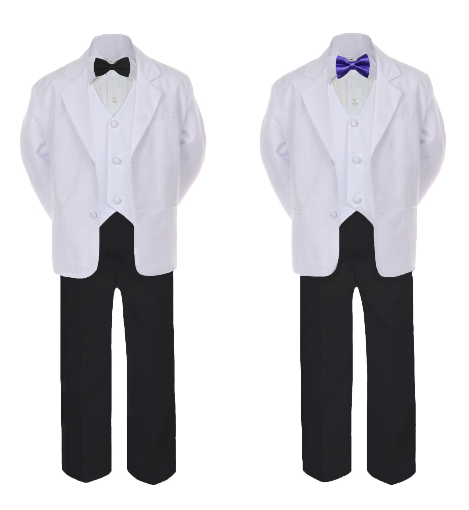 6pc Baby Toddler Boy Teen Formal Black & White Suit Set Satin Bow tie Sm-20