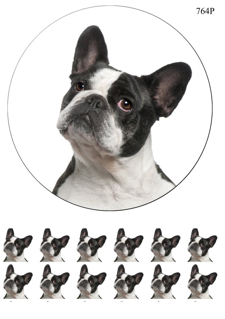 French Bulldog Cake Topper Round Cake Topper Edible Rice Paper - Main Image
