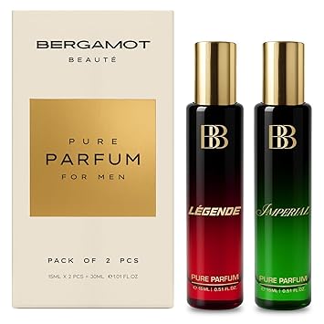 Bergamot Beaute Legende & Imperial Perfume Luxury Gift Set for Men Combo With Woody Oud & Leather 2 x 15 ml Travel Friendly | Perfume For Man