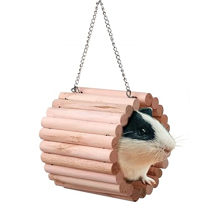 Dasior Hamster Swing, Natural Wood Toy for Birds, Hanging Nest Hammock for Small Animals Medium