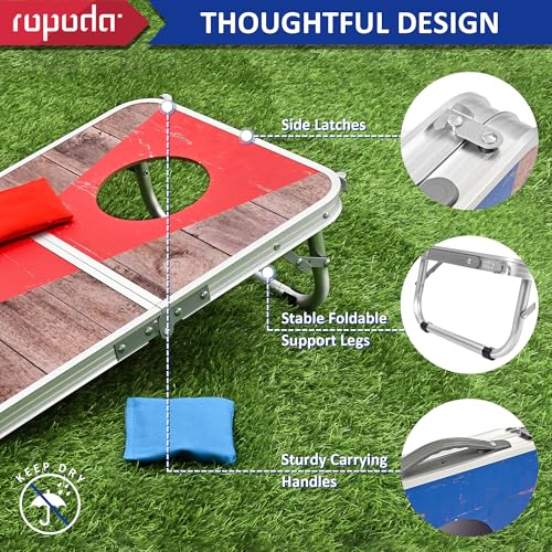 Image of ROPODA Portable Cornhole Board Set,24x16 / 30x20in Corn Hole Games for Adults with 8 Bean Bags, Lightweight Aluminum Alloy Edging Cornhole Set for Outdoor Games, Beach and Tailgates