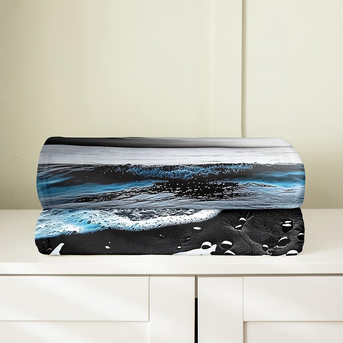 Castle Fairy Ocean Sea Wave Bed Throws,Natural Sea Beach Scenery Throw Blanket for Kids Boys Gift,Blue Ocean Landscape Lightweight Blanket for Sofa,Baby Size (30 x 40 Inch)