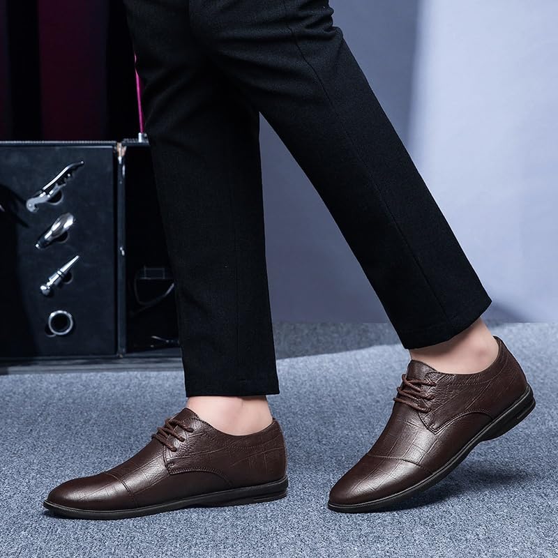 Men's Pointed Toe Brogue Oxfords Shoes Men Formal Business Casual Derby Shoe Non Slip Fashion Plaid Upper Tuxedo Shoes for Men2