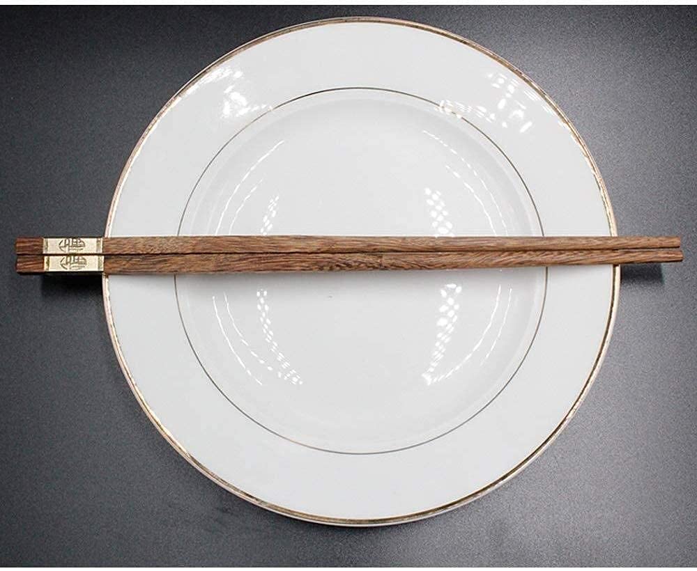 Baguettes, Baguettes Chinoises réutilisables Chuises en Bois d'aile de Poulet Alloy Alliage Choissins Chinois Non Peints et sans Cire 10 Double Family Set Table Vole