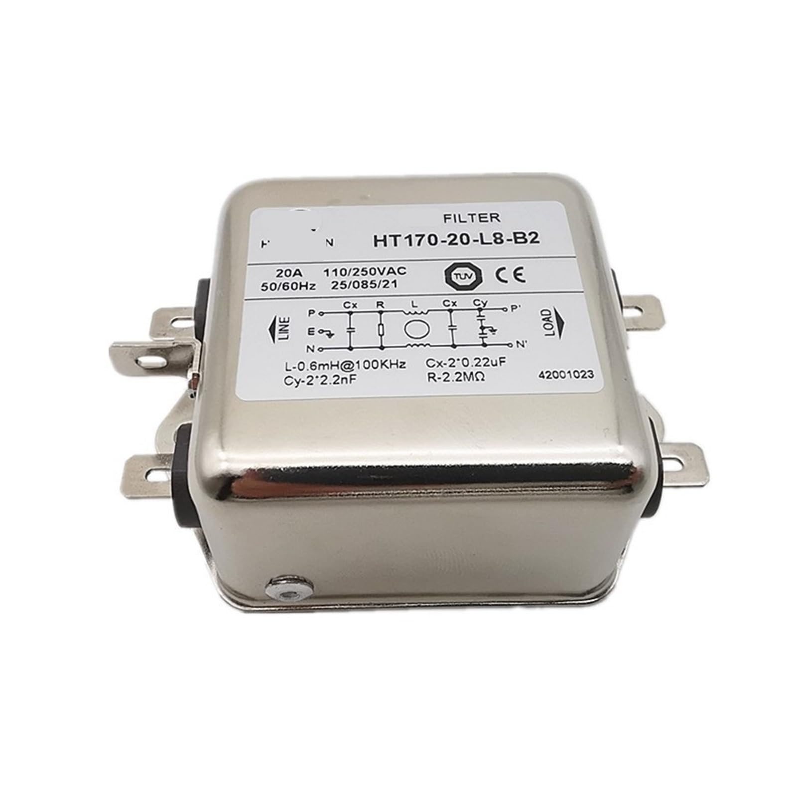 Filtro de red monofásico HT170-20-L8-B2 220V 20A supresor de interferencias EMI