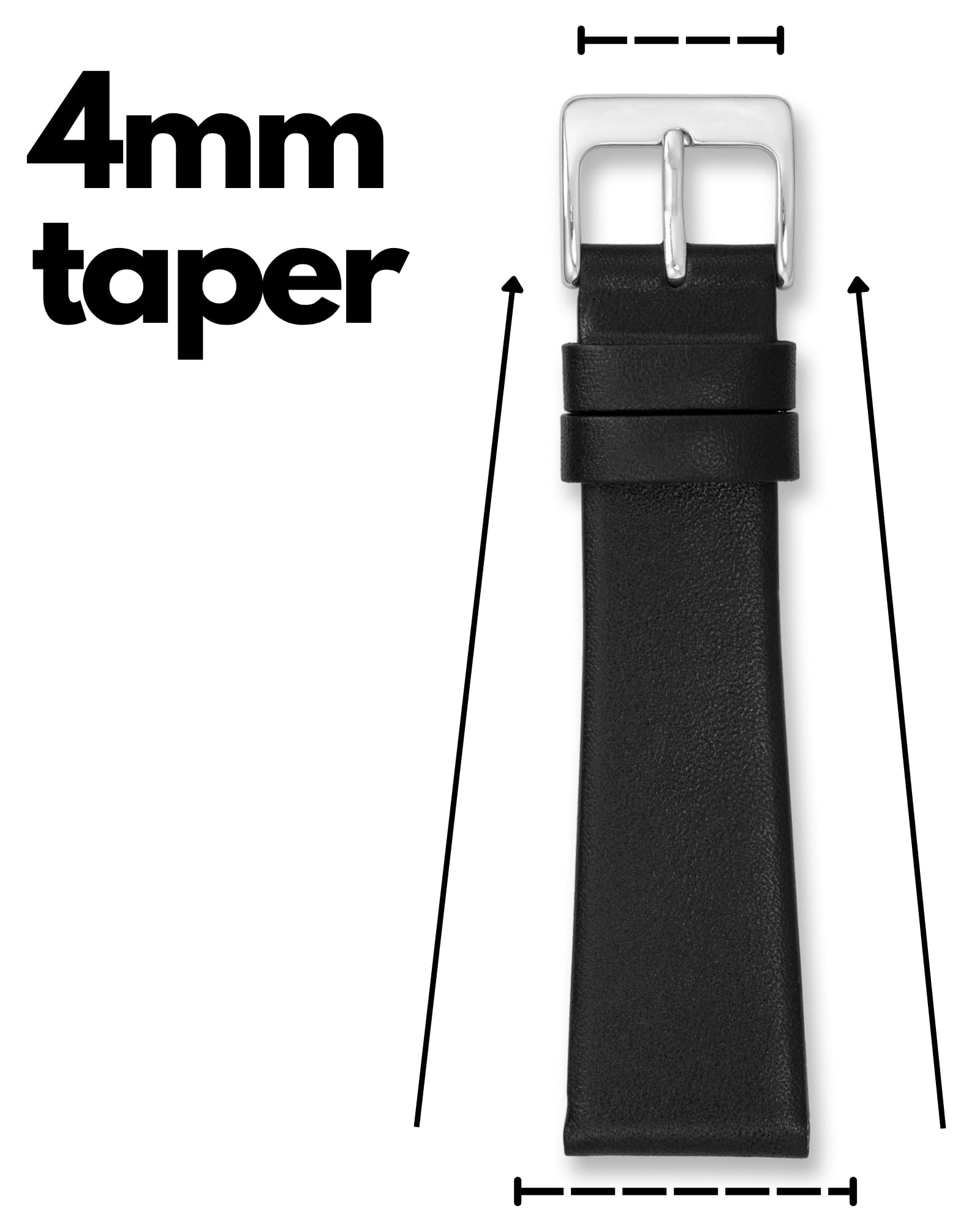 Cinturino per orologio in pelle affusolata senza sitchless | 18 mm 20 mm | nero marrone | elegante cono da 4 mm | Infinity Edge non cucito | cinturino in pelle di vitello liscia | uomini e donne |