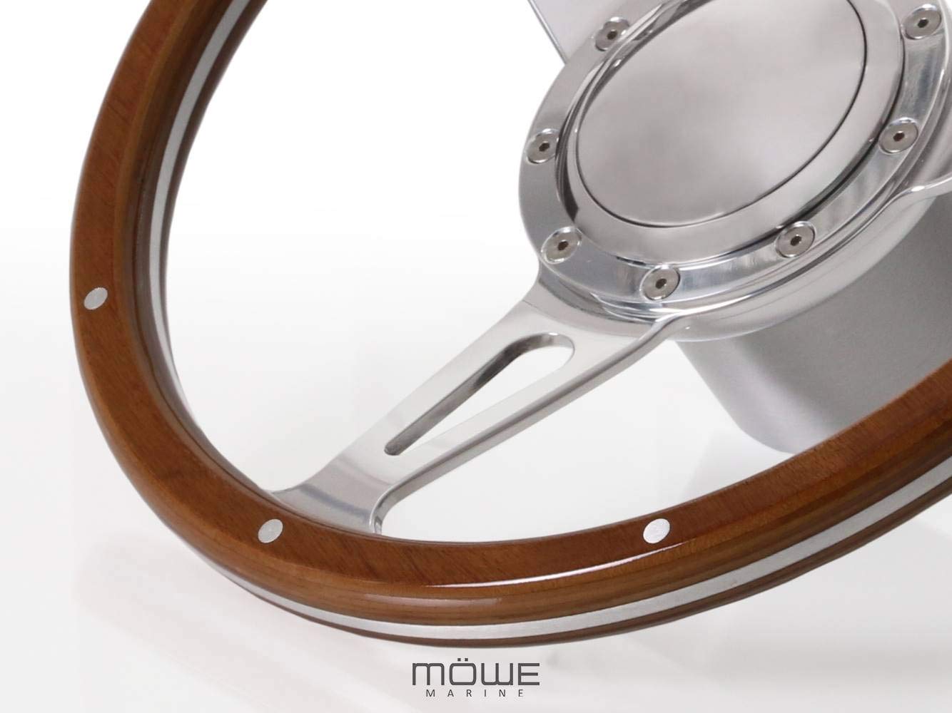 MÖWE MARINE PREMIUM NOVUM 5053 Bootslenkrad Echtholz inkl. Adapter Nabe passend für alle Boote mit Teleflex Ultraflex Lenkungen Steuerrad Bootssteuerrad