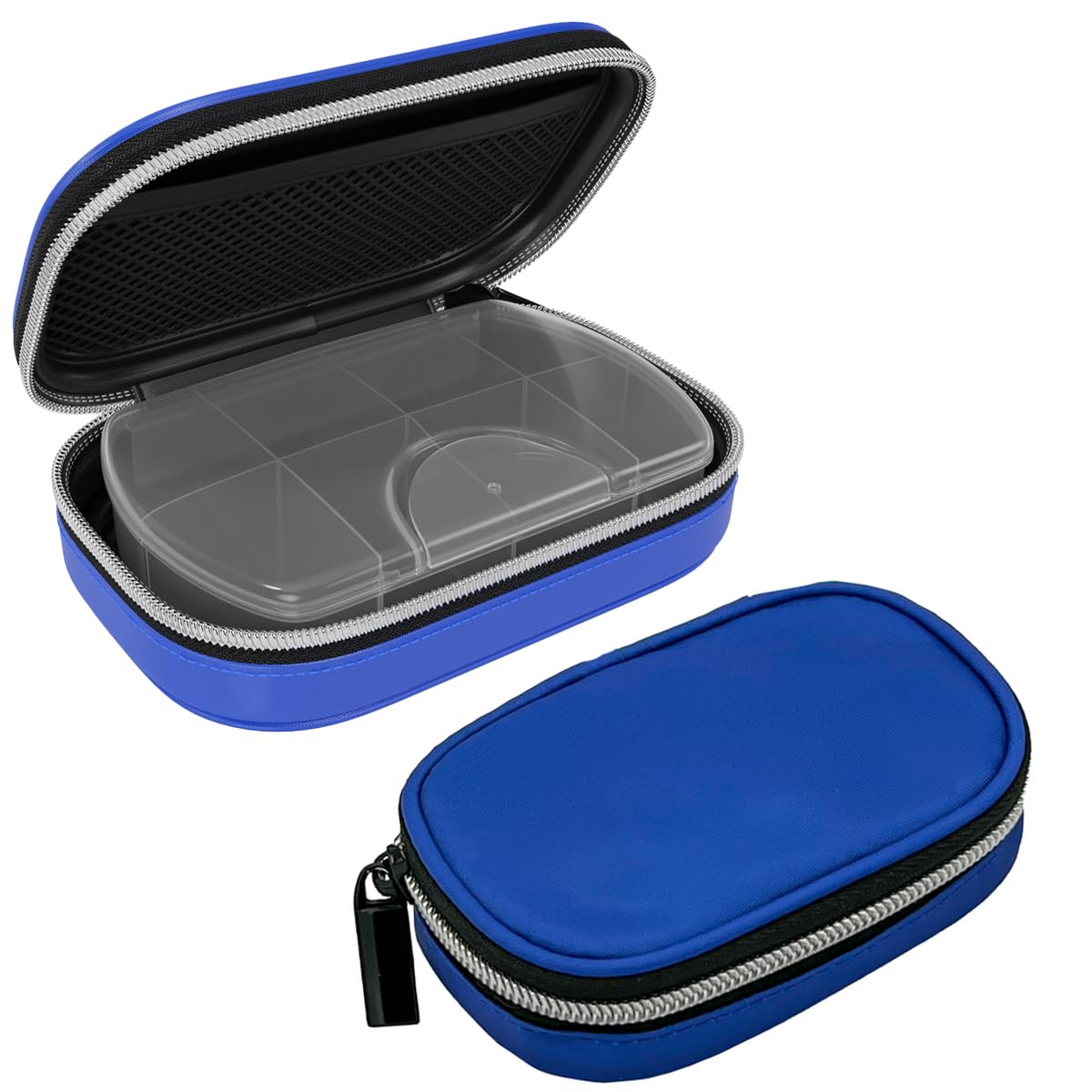 EZY DOSE Soft Sided Pocket Pharmacy Pill Case, Features Zippered Pouch, Easy to Use Design, Portable and Perfect for Daily Usage, 8-Comparments, BPA Free, Blue