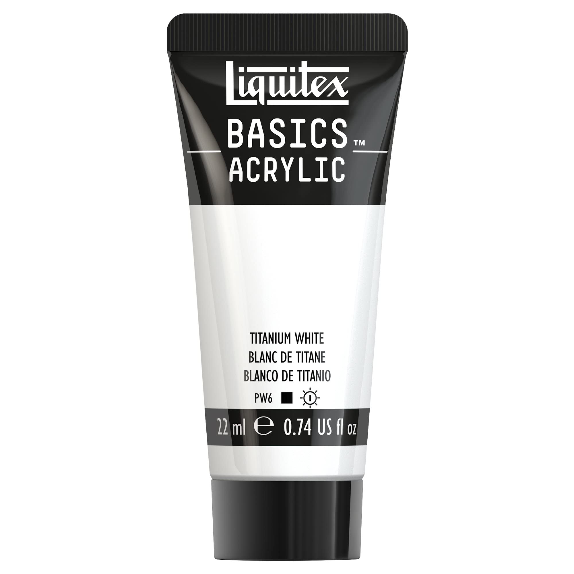 Liquitex Basics - Pintura Acrílica, Para Bellas Artes y Manualidades, Resistentes a la Luz, Viscosidad Media, Acabado Satinado, Tubo de 22 ml - Blanco De Titanio