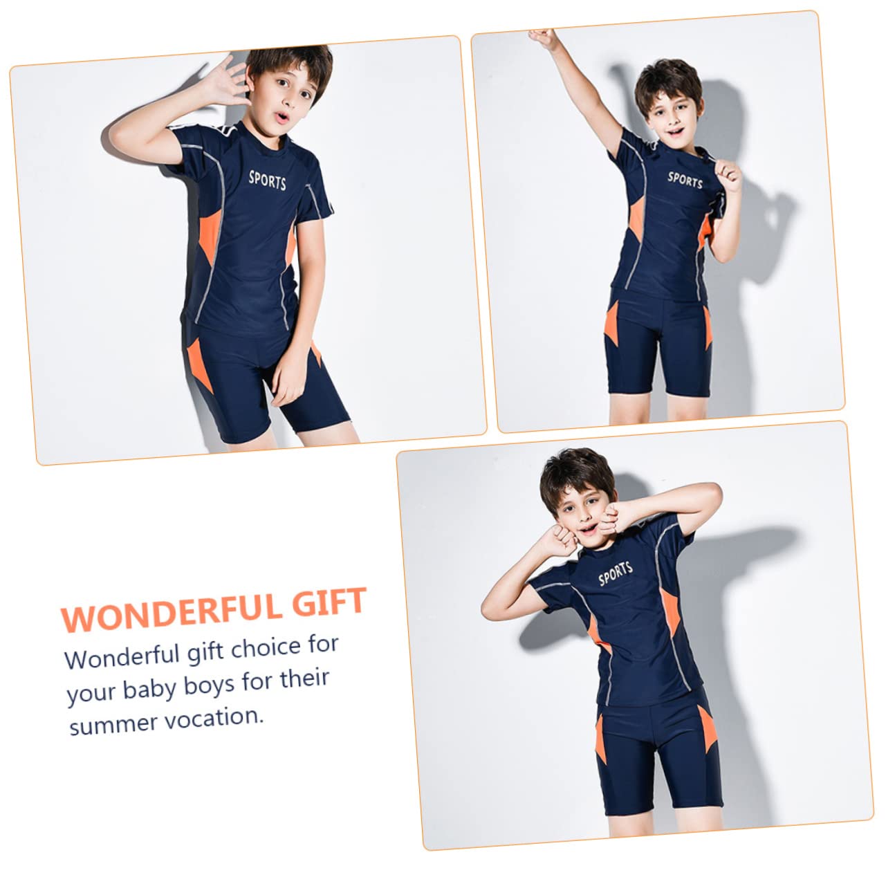 Maillot de Bain Deux Pièces Fête été Garçon, Protection Solaire Chic, Bleu