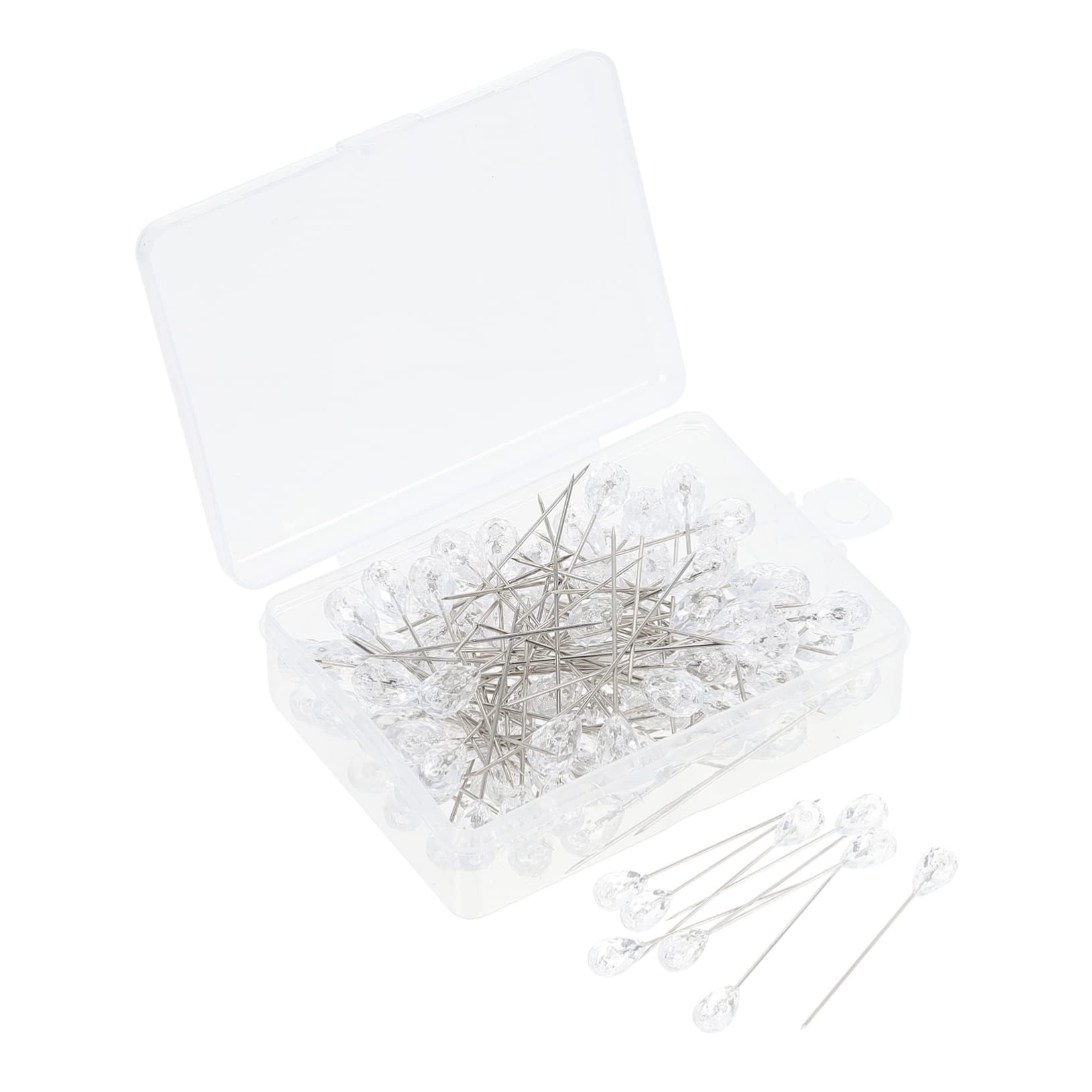 ARTIBETTER Elegant Blue Corsage Pin Fixation Set 100pcs Wedding Straight Pin DIY Craft Crystal Head for Decorative Needs