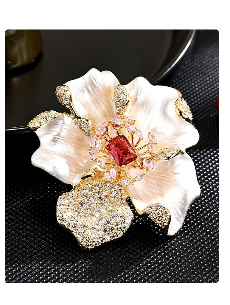 Elegante Blumen-Brosche mit Pfingstrosen, für Damen, Modeschmuck, Bankett-Brosche
