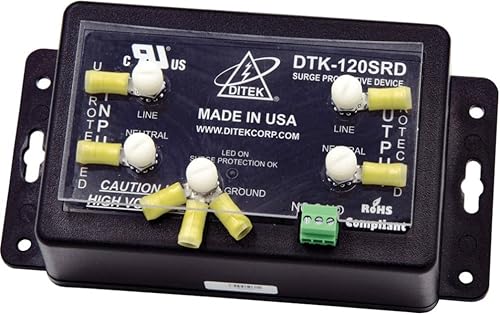 DITEK DTK-120SRD 1 Fase, 120 VAC, 20 A, 50/60 HZ, Híbrido serie HARDWIRE, protector contra sobretensiones, con contactos secos, con filtro 2W+G