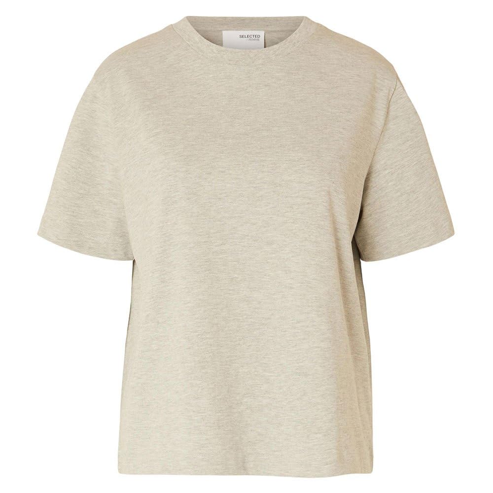 SELECTED FEMME Boxy Women's T-Shirt, Light Grey Mix, L