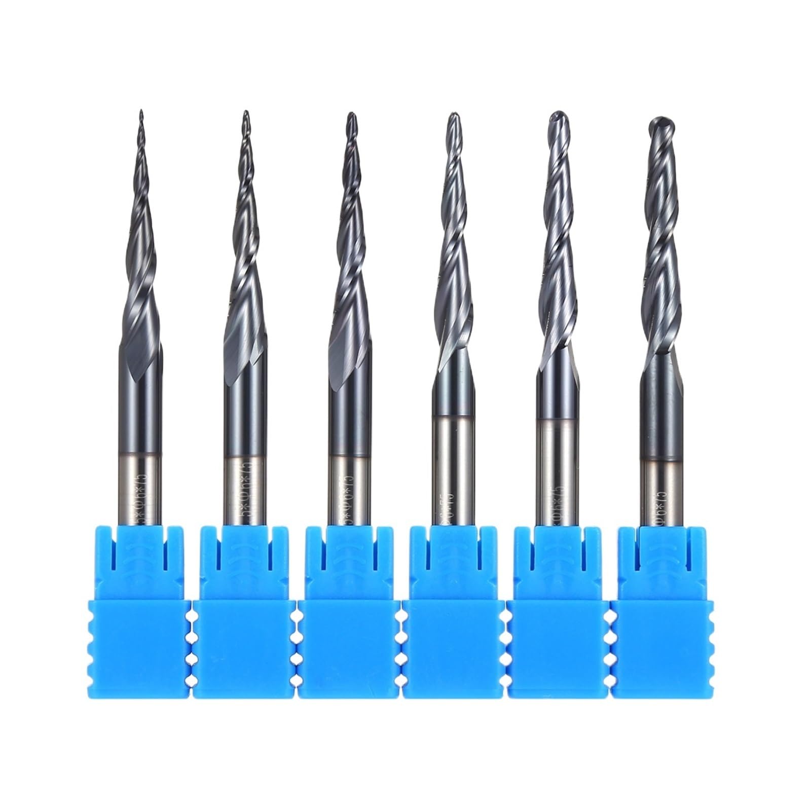 2 Szt. 3.175mm 4mm 6mm Podwójny Rowek Kulisty Z Węglika Spiekanego Stożkowe Frezy Palcowe Do Drewna Metalowe CNC