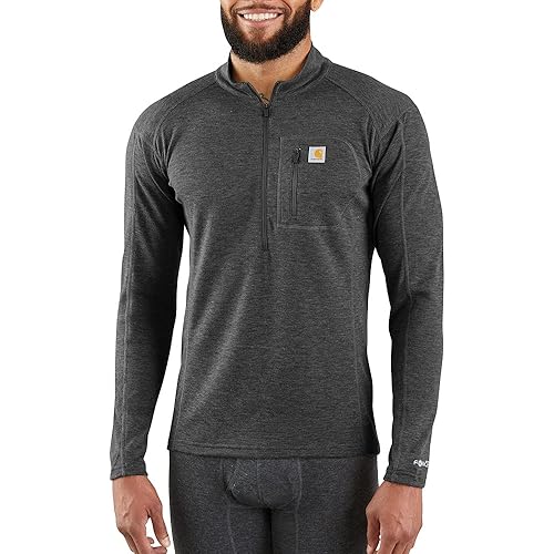 Carhartt Men's Force Midweight Synthetic-Wool Blend Base Layer Quarter-Zip Pocket Top
