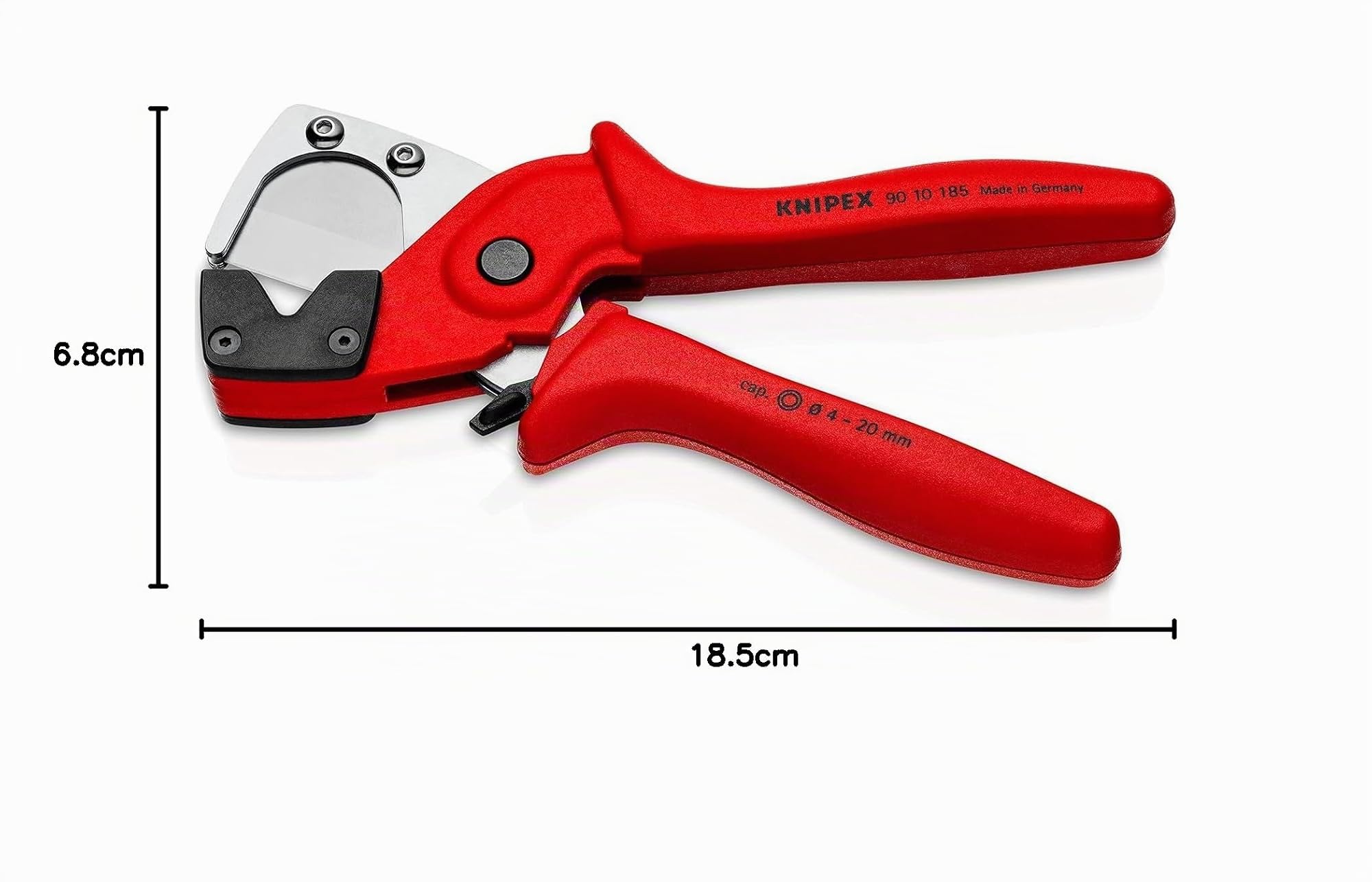 KNIPEX Cortatubos para mangueras multicapa y neumáticas de plástico reforzado con fibra de vidrio 185 mm, 90 10 185