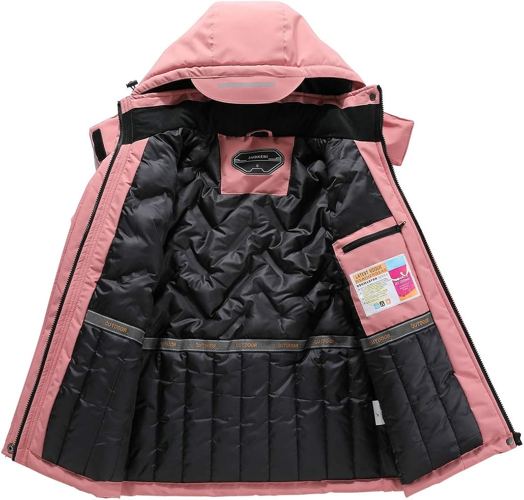 Women's Waterproof Ski Jacket Warm Winter Snow Coat Hooded Raincoat: Clothing