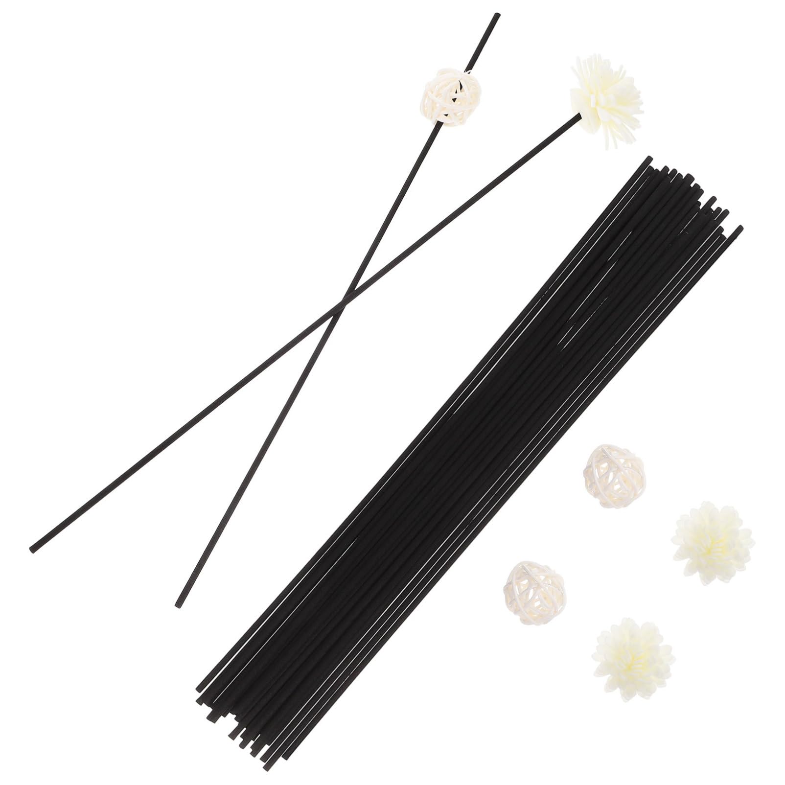 Bâtonnets Diffuseurs 1 Set en Fibre et Rotin Noirs