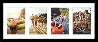 Americanflat 4x6 Collage Picture Frame with Shatter-Resistant Glass - Fits Four 4x6 Photos or Use as One 8x20 Picture Frame - Signature Collection - Collage Frames for Wall Display - Black