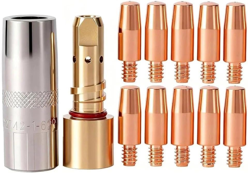 12-PK MIG Welding Gun Kit with .035" Tips - Nozzles - Diffusers Compatible with Lincoln Magnum PRO 250L/300L (12PK KP2744-035 KP2746-1 KP2742-1-50F Kit)