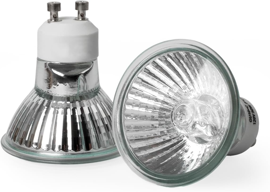Elenhome 120v 50W GU10 Bulb for Candle Warmer Lamp, 2pcs gu10+c Dimmable 2800K Warm White Halogen Light Bulbs 2 pin, Wax Burner Light Bulb, Full Glass Cover Reflector Track & Recessed Light Bulbs