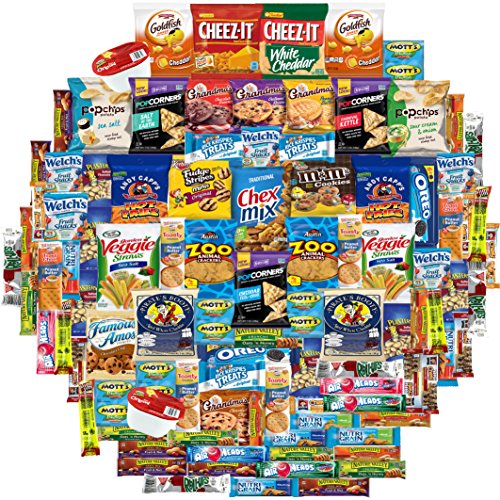 Snacks Gift Care Package (100 Count) College Students, Work/ Office, Home or Military Over 9 Pounds of Cookies Chips & Candy