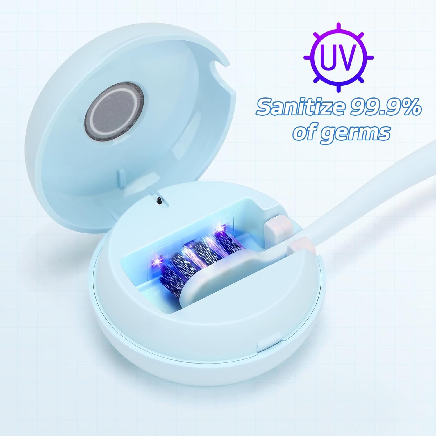 YourMate Mini UVC Toothbrush Sanitizer Cover Rechargeable Travel Toothbrush Sterilizer Case with Magnetic Holder for Houshold and Traving Blue