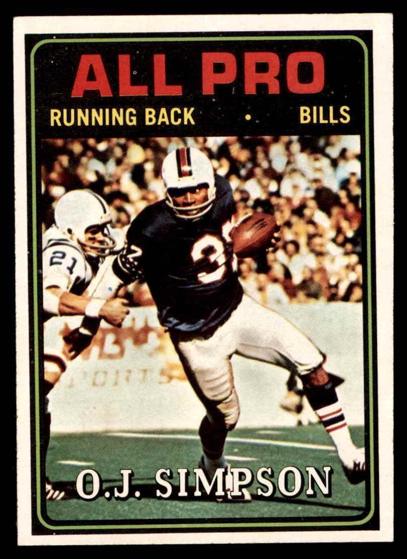 1974 Topps #130 All-Pro O.J. Simpson Buffalo Bills (Football Card) EX Bills