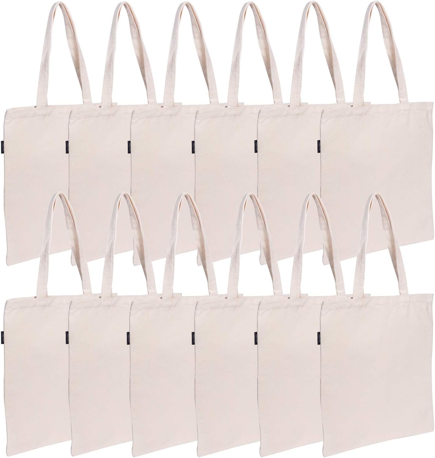 Jillmo Blank Canvas Tote Bags Bulk, 12oz 100% Natural Cotton Plain Tote Bags to Decorate (12 Pack)
