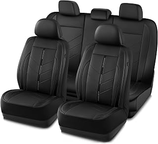 Skechers Car Seat Covers,Luxury Faux Leather Seat Covers,Waterproof Anti Slip Car Seat ProtectorFull Set,Car Accessories Airbag Universal Fit for Most Cars,Vans,Trucks,SUV,Black