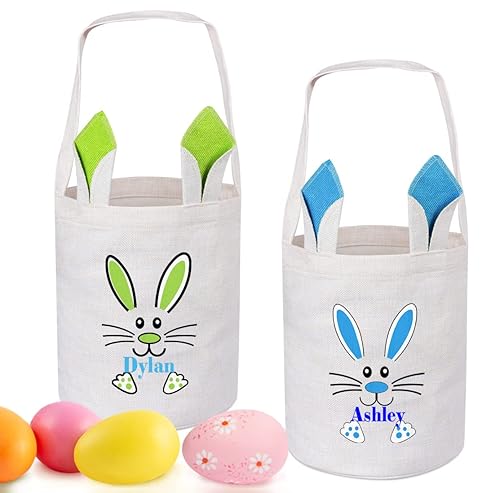 Miniatura 9 de Paquete de 2 cestas de Pascua personalizadas para niños, cestas de Pascua Touber para niños, cestas de Pascua personalizadas con nombre, regalos de